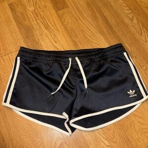 adidas Women's Navy Blue Athletic Track Shorts with White Trim